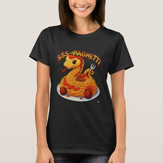 T-shirt Cute Snake Pasta Danger Noodle Pun Spaghetti (Devant)