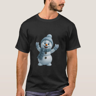 T-shirt Cute Snowman with Blue Scarf – Adorable Winter Chr