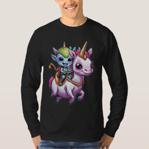 T-shirt Cute Space Alien équitation licorn drôle UFO