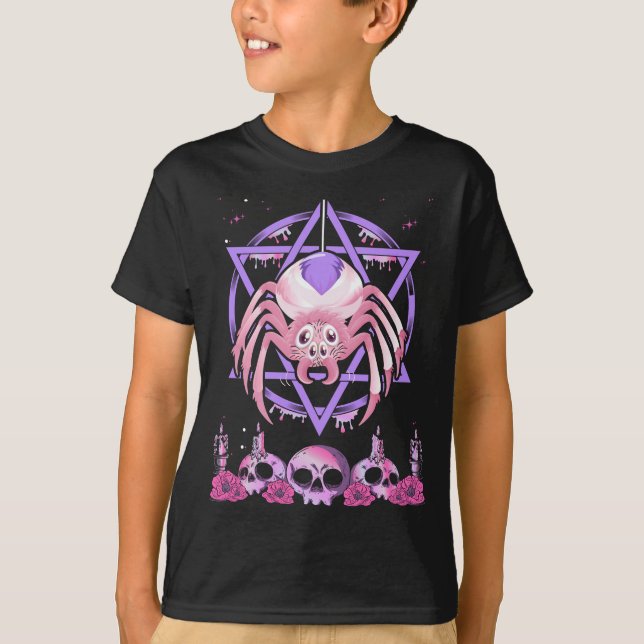 T-shirt Cute Spider Satan Moon Pastel Goth Kawaii (Devant)