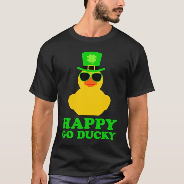 T-shirt Cute St Patrick's Day Rubber Duck Sunglasses Hat F (Devant)