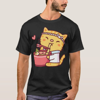 T-shirt Cute Tabby Chef Chat Manger Ramen
