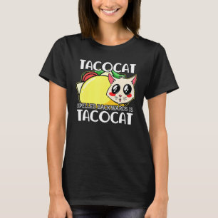T-shirt Cute Taco Chat Écrit En Arrière Est Tacocat Mexica