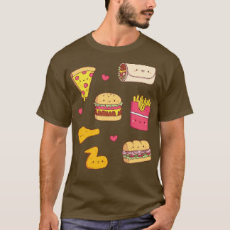T-shirt Cute Takeaway nourriture Doodle Motif
