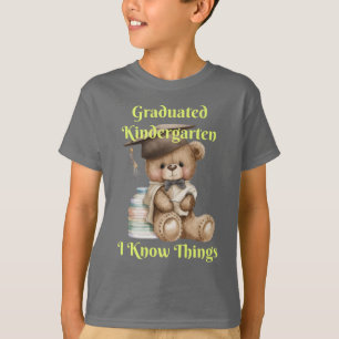T-shirt Cute Teddy Bear Kindergarten Grad Knows Things