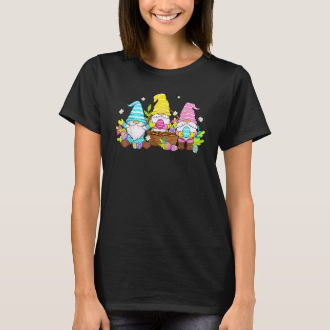 T-shirt Cute Three Gnomes Easter Day Bunny Egg Spring Wome (Devant)