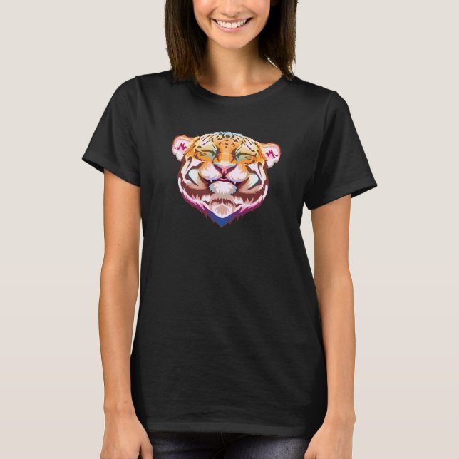 T-shirt Cute Tiger Face Aesthetic Y2000 Retro Nostalgia ON (Devant)