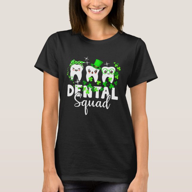 T-shirt Cute Tooth Leprechaun Hat Dental Squad St Patrick  (Devant)