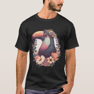 T-shirt Cute Toucan Oiseau tropical Fleur Couronne Oiseau