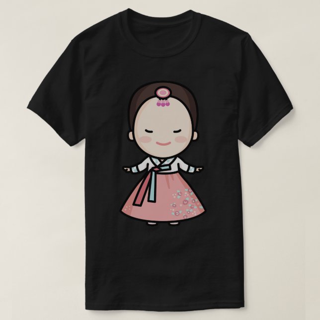 T-shirt Cute traditionnelle coréenne mariée toon (Design devant)