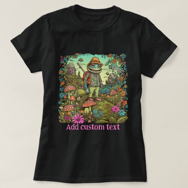 T-shirt Cute Traveler grenouille hippie forêt, Amateurs de (Design devant)