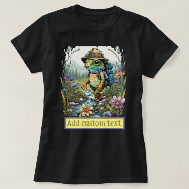 T-shirt Cute Traveler grenouille hippie forêt, Amateurs de (Design devant)