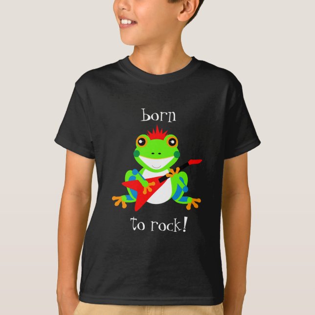 T-shirt Cute Tree Frogs Rockin' Red Guitares (Devant)