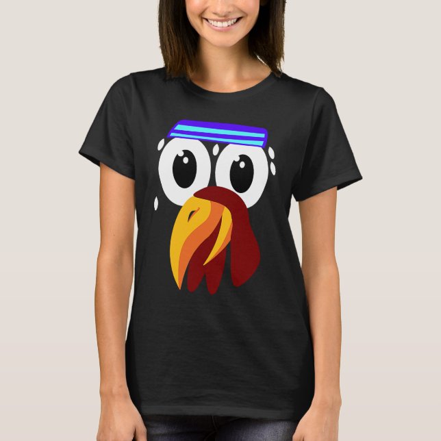 T-shirt Cute Turkey Face Running  Thanksgiving  Marathon (Devant)