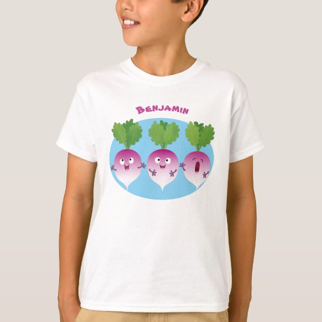 T-shirt Cute turnip légumes trio chanter dessin animé (Devant)