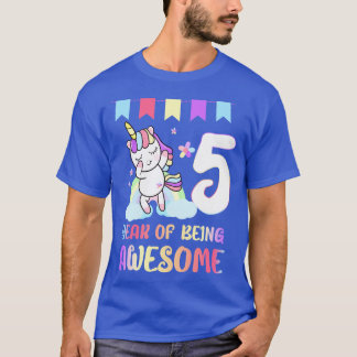 T-shirt Cute Unicorn 5e anniversaire 5 année d'être génial