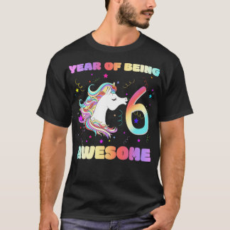 T-shirt Cute Unicorn 6 Année d'être stupéfiant 6ème annive