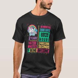 T-shirt Cute Unicorn 8 ans vie arc-en-ciel 8e anniversaire