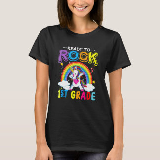 T-shirt Cute Unicorn Back To School Ready To Rock 1st Grad