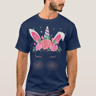 T-shirt Cute Unicorn Bunny Visage Pâques Jour Enfants Fill