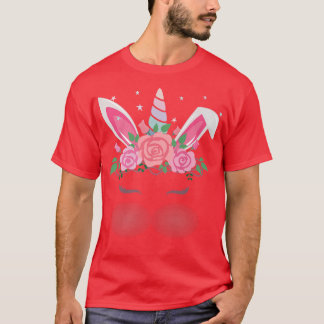 T-shirt Cute Unicorn Bunny Visage Pâques Jour Enfants Fill