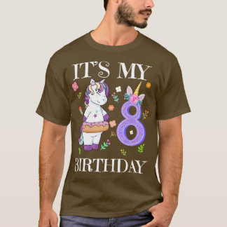 T-shirt Cute Unicorn C'est mon 8ème anniversaire