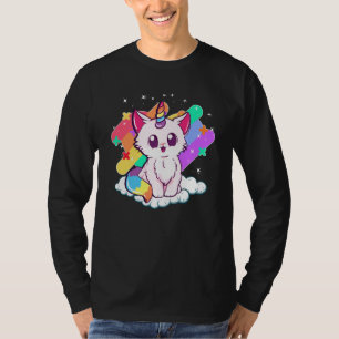 T-shirt Cute Unicorn Chat Adorable Magique Arc-en-ciel Kit