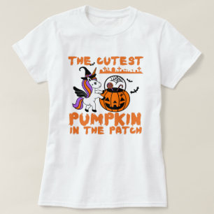 T-shirt Cute Unicorn Citrouille Halloween Thanksgiving