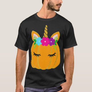 T-shirt Cute Unicorn Citrouille Halloween Thanksgiving Boy