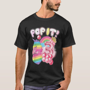 T-shirt Cute Unicorn Fidget Toys Pop It I'm 3 Girls 3rd Bi