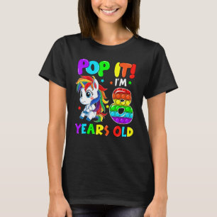 T-shirt Cute Unicorn Fidget Toys Pop It I'm 8 Kids 8th Bir
