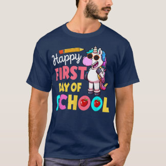 T-shirt Cute Unicorn Happy First Day Of School Back To Sch