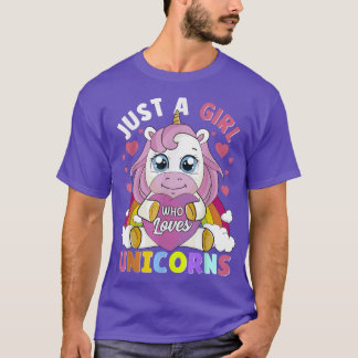 T-shirt Cute Unicorn Just a Girl Who Love Unicorns Kids W