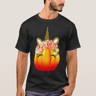 T-shirt Cute Unicorn Pumpkin Halloween Thanksgiving