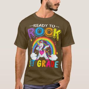 T-shirt Cute Unicorn Retour À L'École Prêt À Rock 1Ème Gra