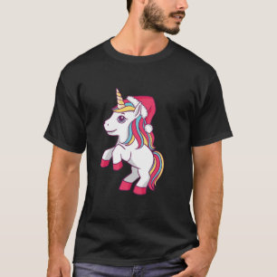 T-shirt Cute Unicorn Santa Hat Funny Christmas T Shirt