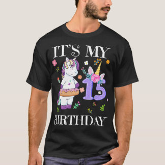 T-shirt Cute Unicorn Son 15ème anniversaire