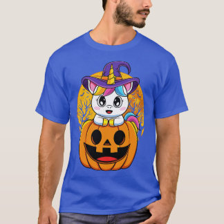 T-shirt Cute Unicorn WItchy O Lantern Citrouille Halloween