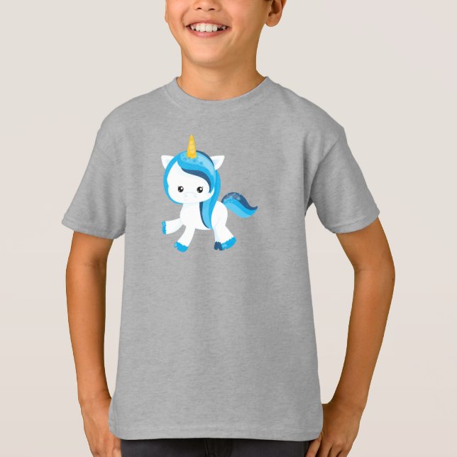 T-shirt Cute Unicorne, Magique Unicorne, Snowflakes, Hiver (Devant)