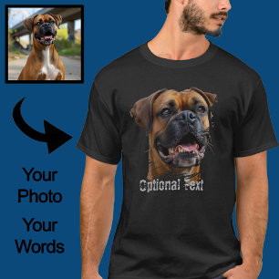 T-shirt Cute Unique Boxer Noir Or Chien Papa Photo Amoureu