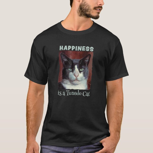 T-shirt Cute Uxedo Cat Happiness Is A Uxedo Ca (Devant)