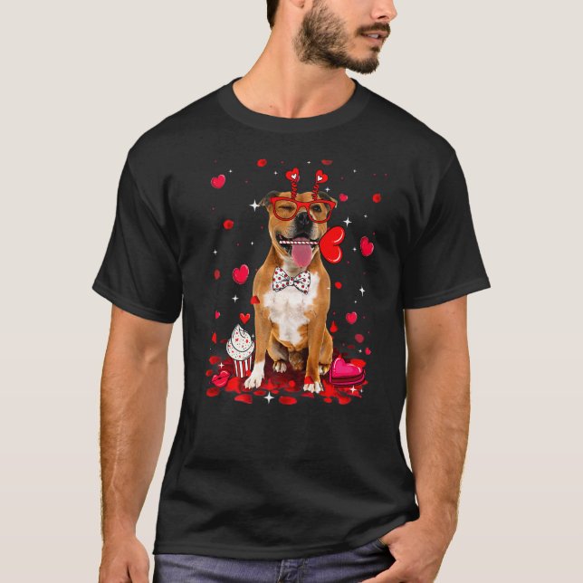 T-shirt Cute Valentine's Day Pitbull Costume Coeur de Chie (Devant)