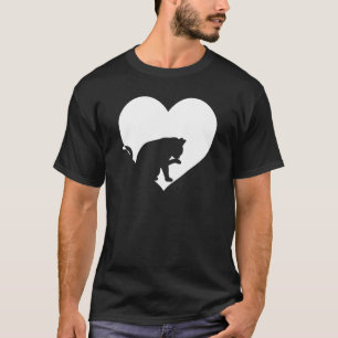 T-shirt Cute Vintage Qui aime Chats Noir Chat Coeur Blanc