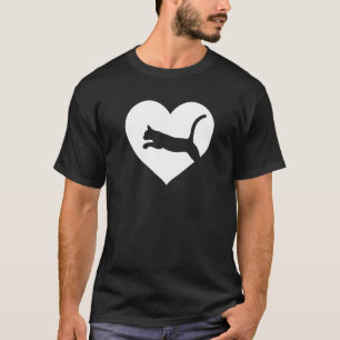 T-shirt Cute Vintage Qui aime Chats Noir Chat Coeur Blanc