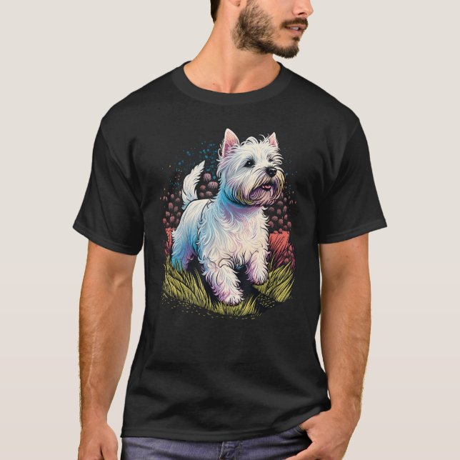 T-shirt Cute West Highland White Terrier Dog on Westie  2 (Devant)