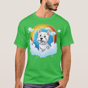 T-shirt Cute Westie Rainbow Cloud West Highland Terrier