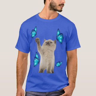 T-shirt Cute White Cat With Butterfly Cat adoption For Cat