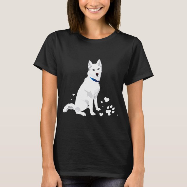 T-shirt Cute White Siberian Husky Sweet White Snow Dog  (Devant)
