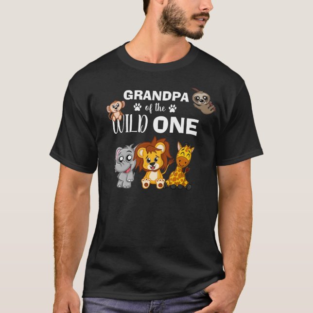 T-shirt Cute Wild One Jungle Safari Zoo Animal Grandpa (Devant)