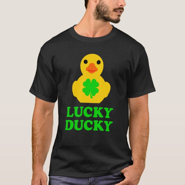 T-shirt Cute Yellow Rubber Duck Four Leaf C St Patrick's D (Devant)